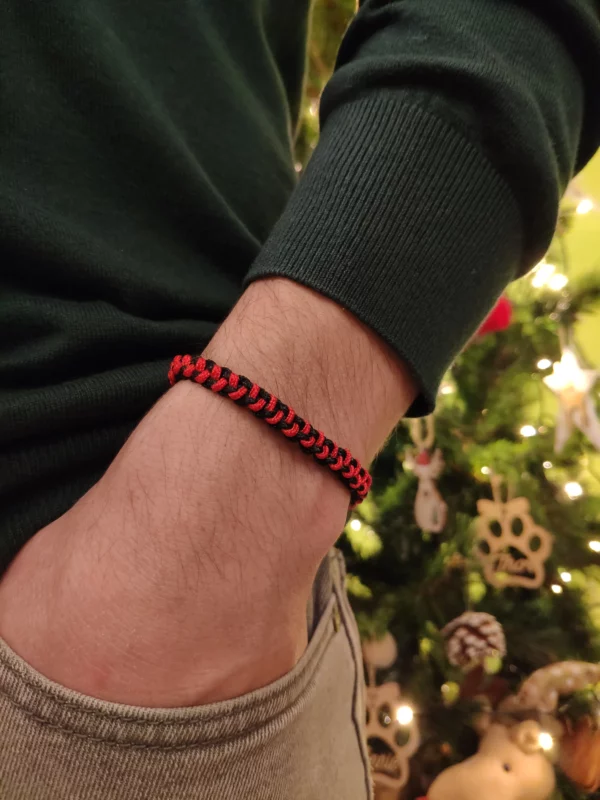 Pulsera Hombre Negra y Roja - Imagen 2