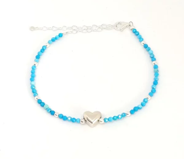 Pulsera Turquenita Corazón Plata